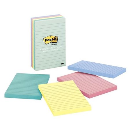 POST-IT Sticky note 1571907 Notes 4 x 6 in Marseille Colors-100 Sheets & Pad-5 Pads 1571907